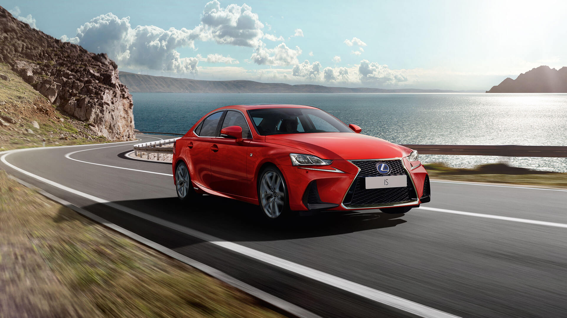 Lexus IS rot Seitenansicht fahrend